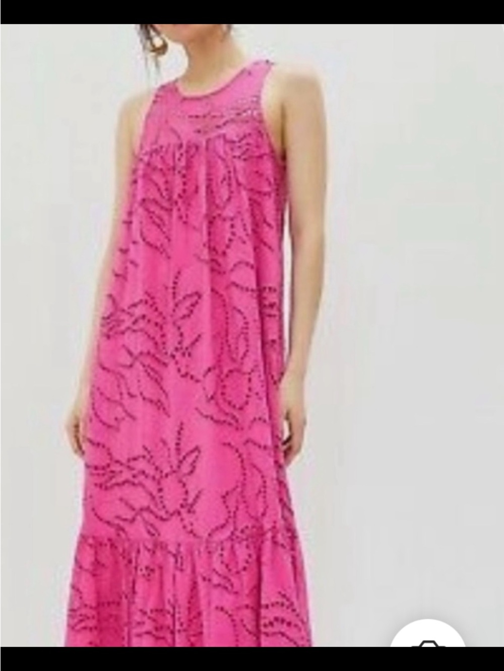 Anthropologie Pink Fuchsia XL Eyelet Halter Maxi Dress. NWT